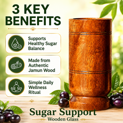 Sugar Balance Jamun Wood Water Glass (100% Natural)