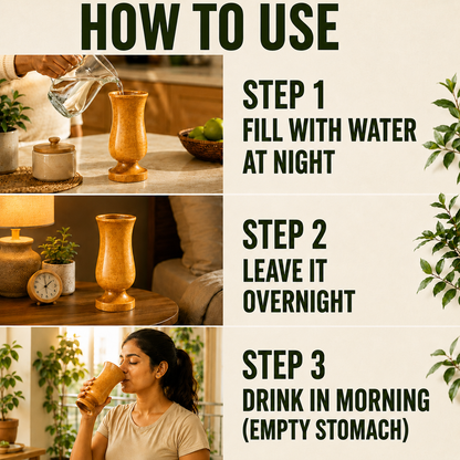 Weight Loss and Body Detox Wooden Water Glass (100% Ayurvedic)